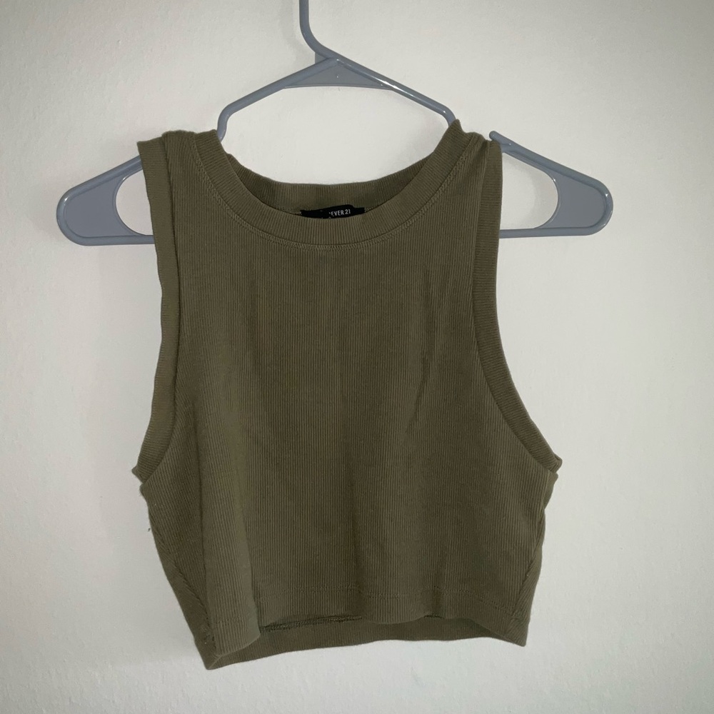 Forever 21 Green Sleeveless Crop Tank Top